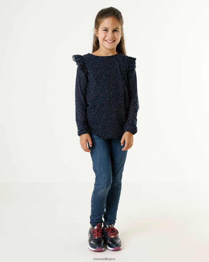 Girls Mexx Blue Mesh blouse AOP Navy 2B480T837