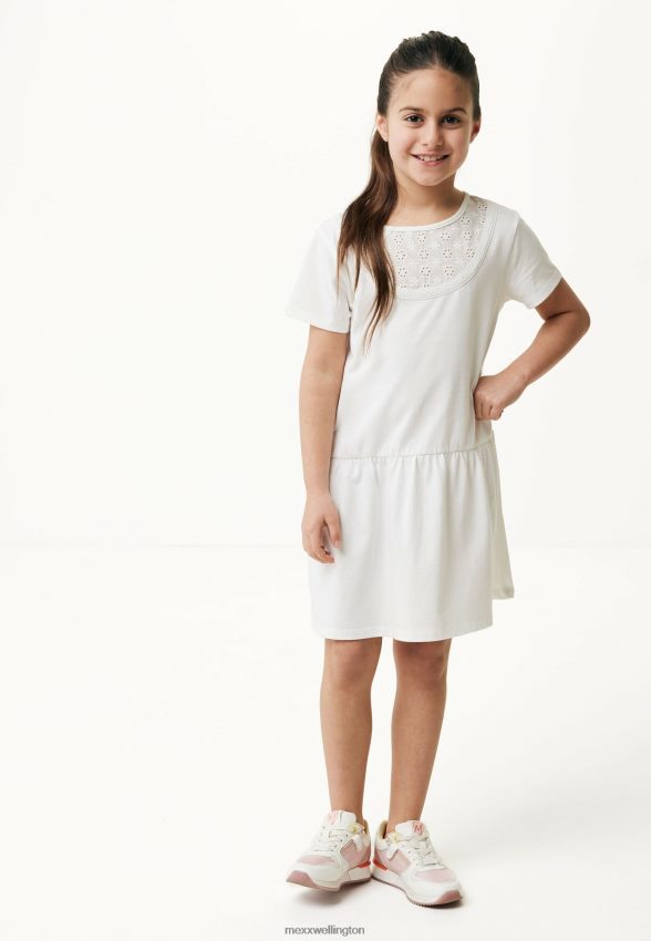 Girls Mexx Beige Jersey Dress Broidery Off White 2B480T766