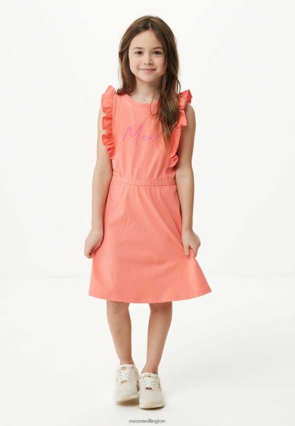 Girls Mexx Orange Ruffle Jersey Dress Coral 2B480T772