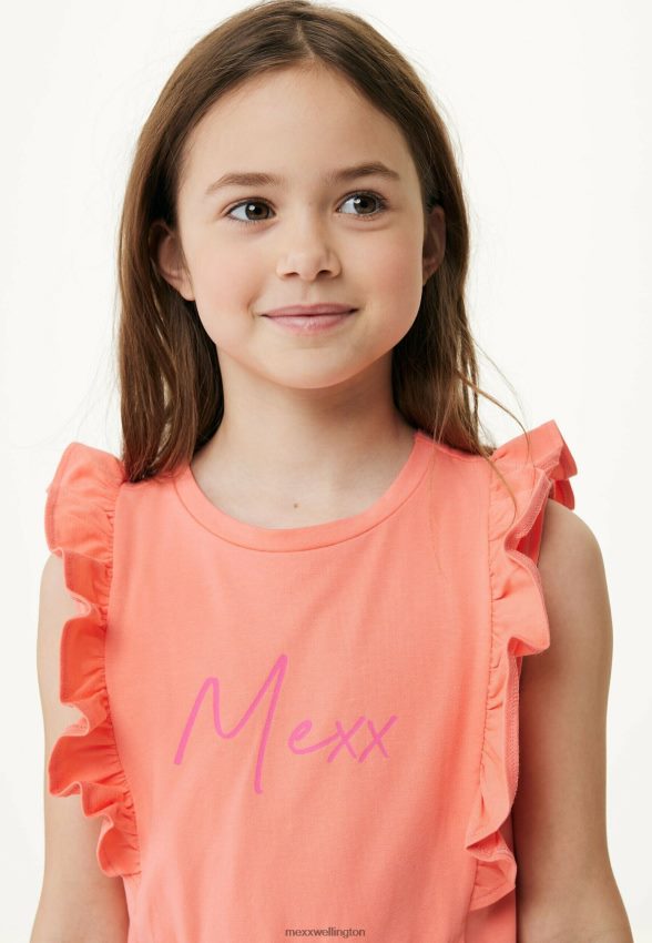 Girls Mexx Orange Ruffle Jersey Dress Coral 2B480T772
