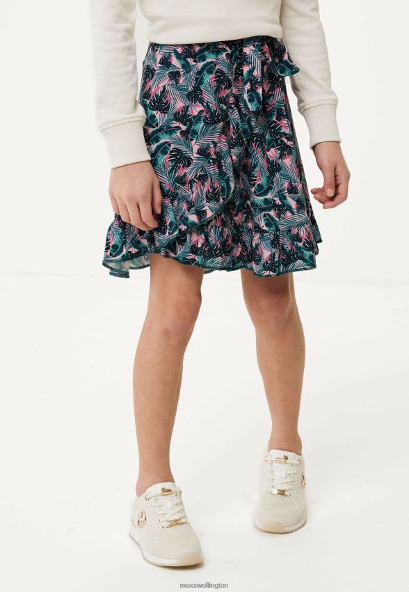 Girls Mexx Pink Printed Wrap Skirt Salmon 2B480T760