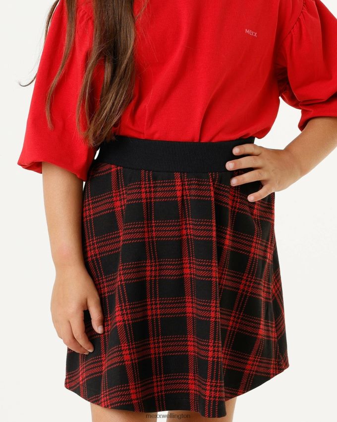 Girls Mexx Red Knitted check skirt 2B480T817