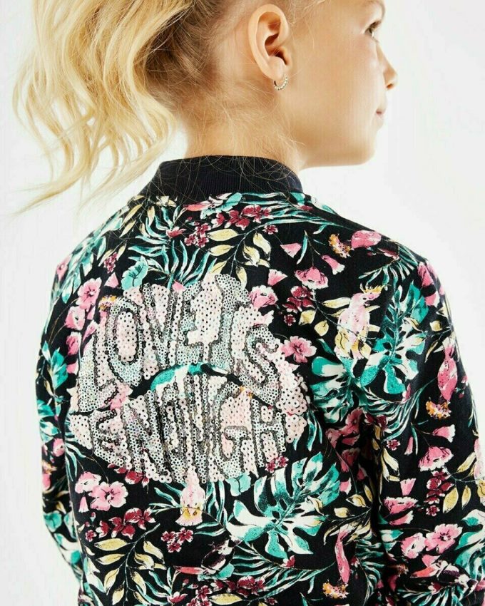 Girls Mexx Blue Printed zip-through bomber navy 2B480T786