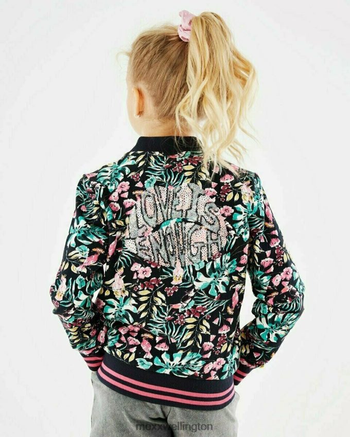Girls Mexx Blue Printed zip-through bomber navy 2B480T786