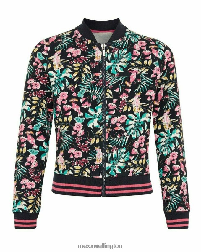 Girls Mexx Blue Printed zip-through bomber navy 2B480T786