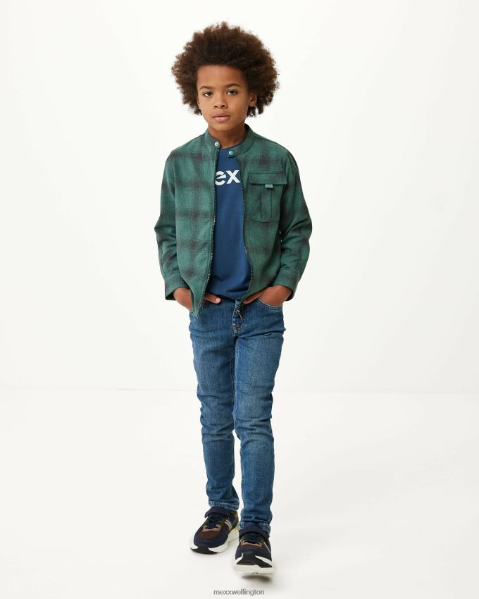 Boys Mexx Green Checked zip through shirt Dark 2B480T945