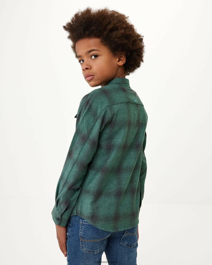 Boys Mexx Green Checked zip through shirt Dark 2B480T945