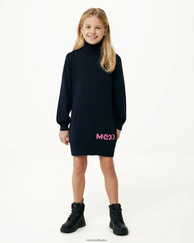 Girls Mexx Blue Dress with turtle neck Navy 2B480T831