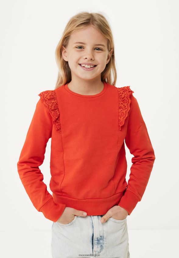 Girls Mexx Red Sweater Broidery Ruffle 2B480T754