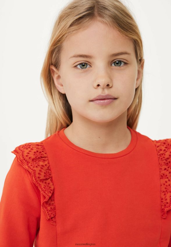 Girls Mexx Red Sweater Broidery Ruffle 2B480T754