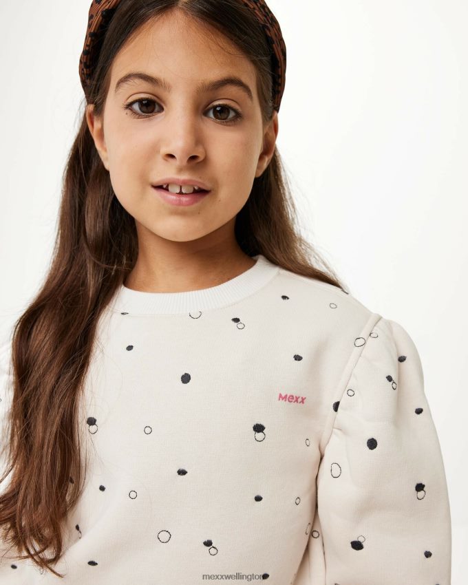 Girls Mexx White Crewneck embroidery sweater Off 2B480T811
