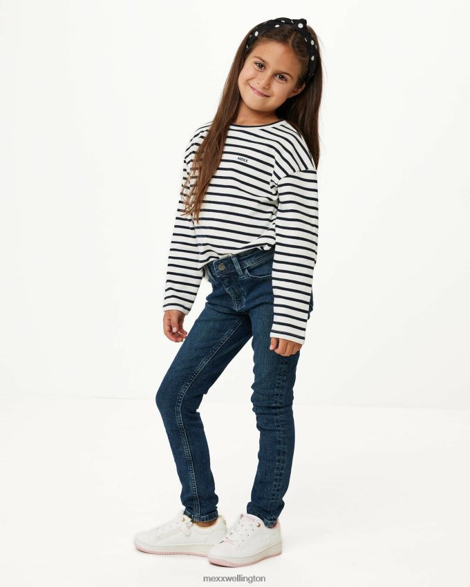 Girls Mexx White Striped sweater dropped shoulder Off 2B480T827