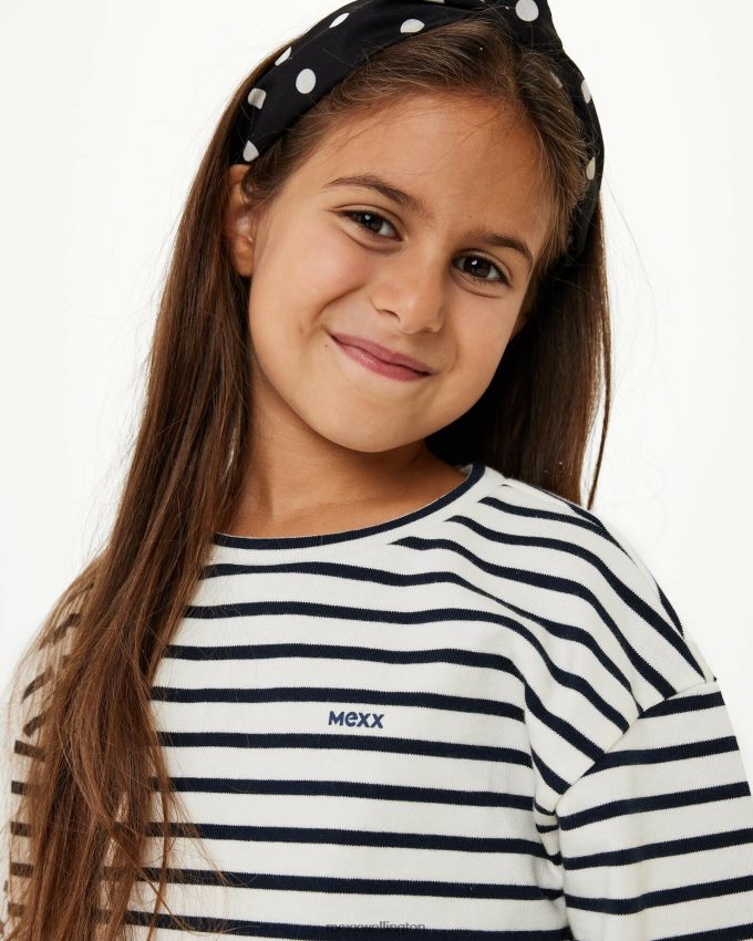 Girls Mexx White Striped sweater dropped shoulder Off 2B480T827