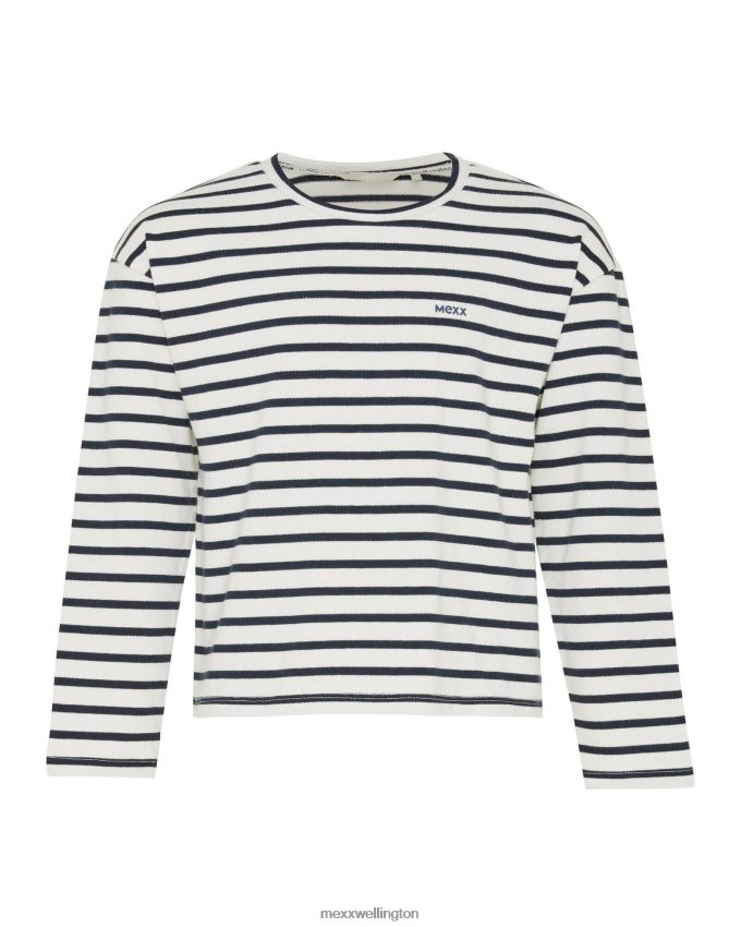 Girls Mexx White Striped sweater dropped shoulder Off 2B480T827