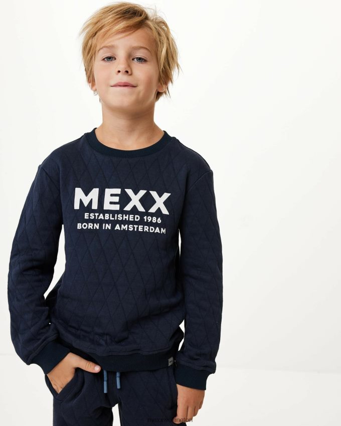 Boys Mexx Blue Crewneck sweater with quilting Navy 2B480T954