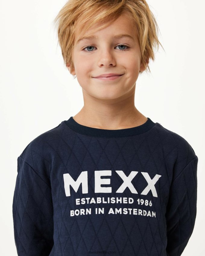 Boys Mexx Blue Crewneck sweater with quilting Navy 2B480T954