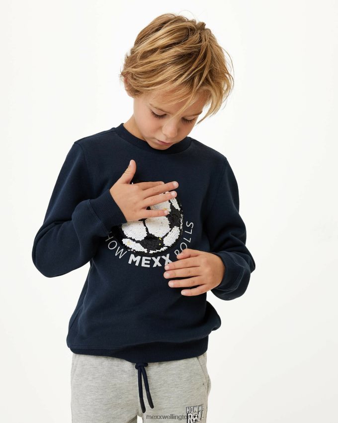 Boys Mexx Blue Two way sequince crewneck Navy 2B480T960