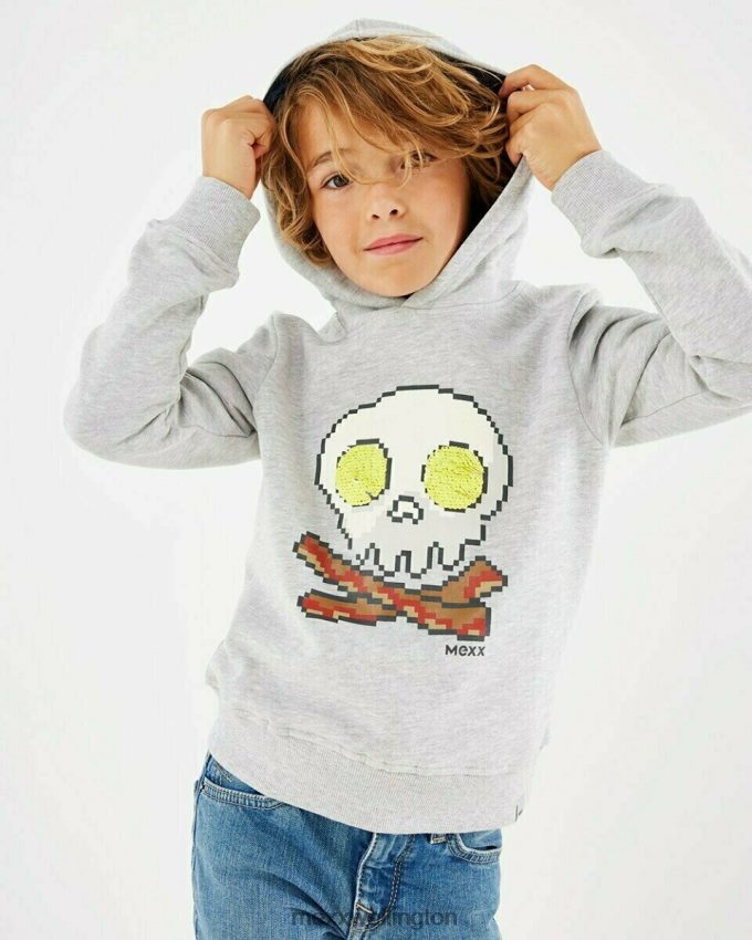 Boys Mexx Grey Sequins hooded sweater grey melee 2B480T972
