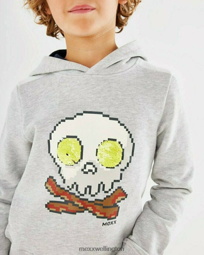 Boys Mexx Grey Sequins hooded sweater grey melee 2B480T972