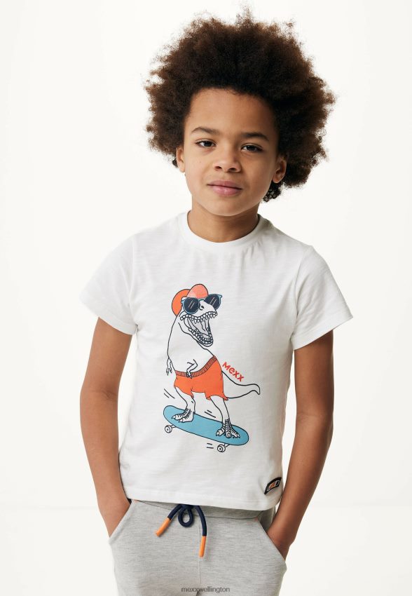 Boys Mexx Beige T-shirt Artwork Short Sleeve Off White 2B480T902