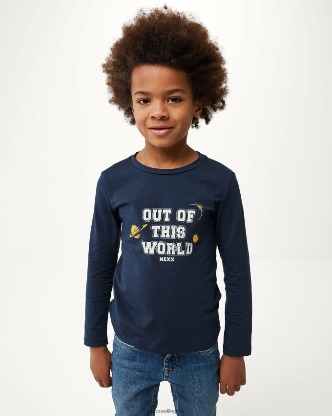 Boys Mexx Blue Long sleeve artwork t-shirt Navy 2B480T931