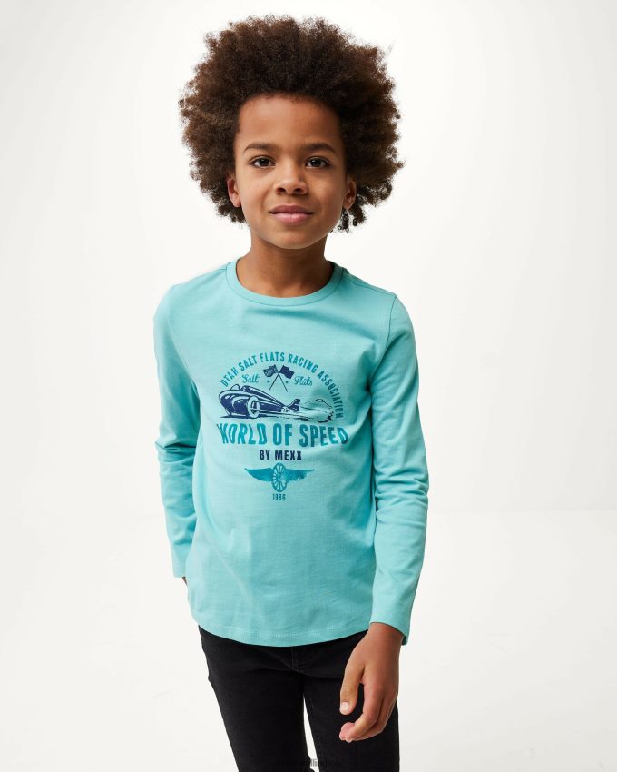 Boys Mexx Blue Long sleeve artwork t-shirt Ocean 2B480T941