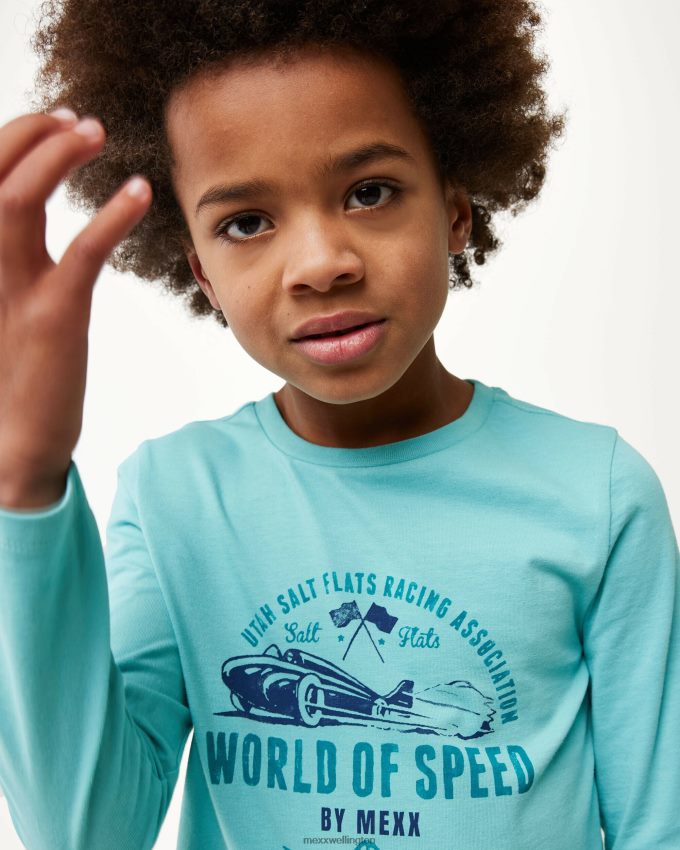Boys Mexx Blue Long sleeve artwork t-shirt Ocean 2B480T941