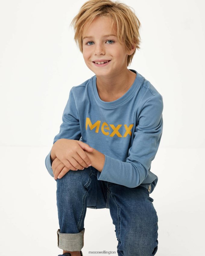 Boys Mexx Blue Long sleeve logo carrier t-shirt Mid 2B480T949