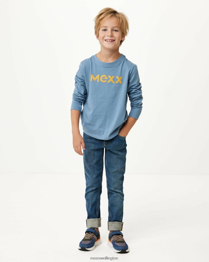 Boys Mexx Blue Long sleeve logo carrier t-shirt Mid 2B480T949