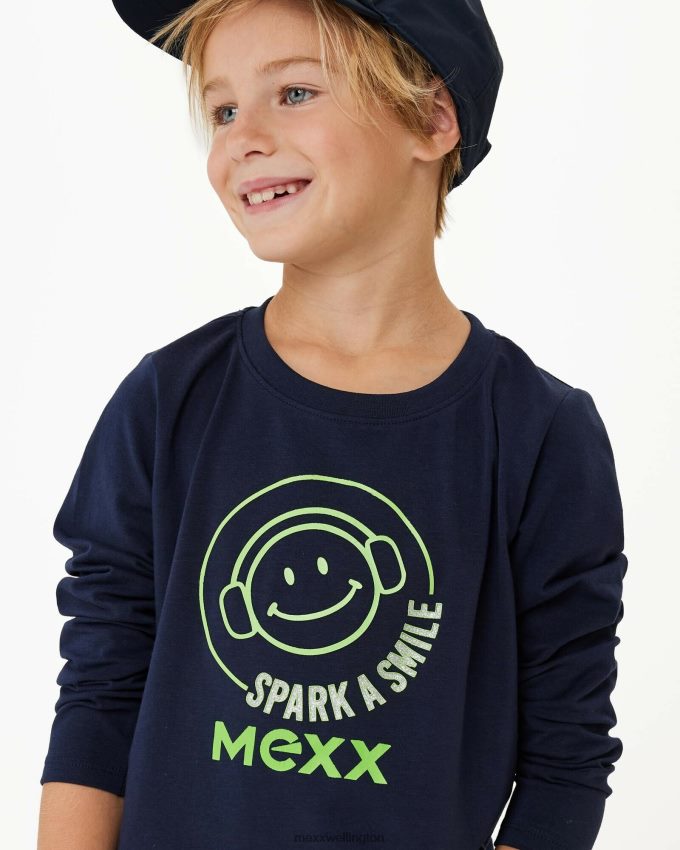 Boys Mexx Blue T-shirt with artwork Navy 2B480T957