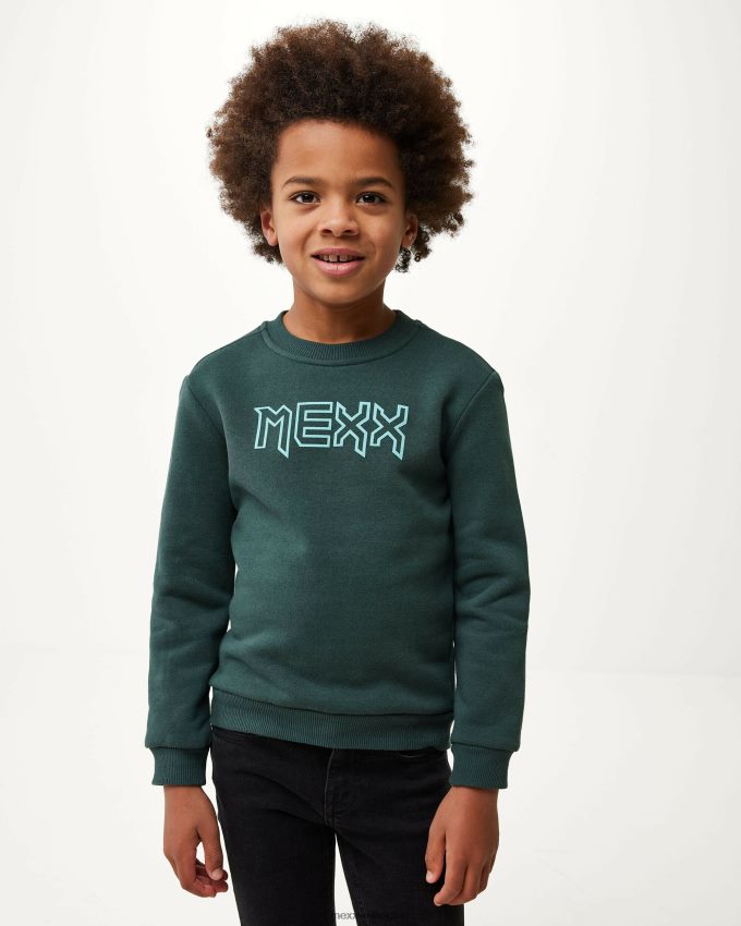 Boys Mexx Green Crewneck logo carrier Dark 2B480T943