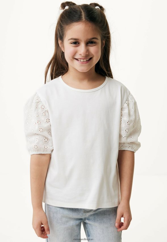 Girls Mexx Beige T-shirt Broidery Sleeves Off White 2B480T765