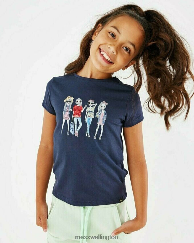 Girls Mexx Blue Artwork t-shirt Navy 2B480T755
