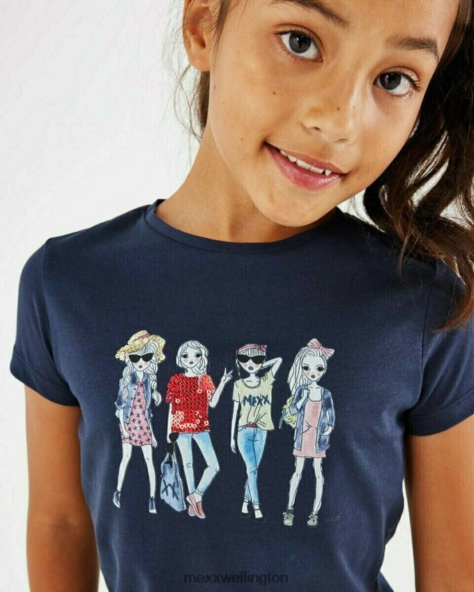 Girls Mexx Blue Artwork t-shirt Navy 2B480T755