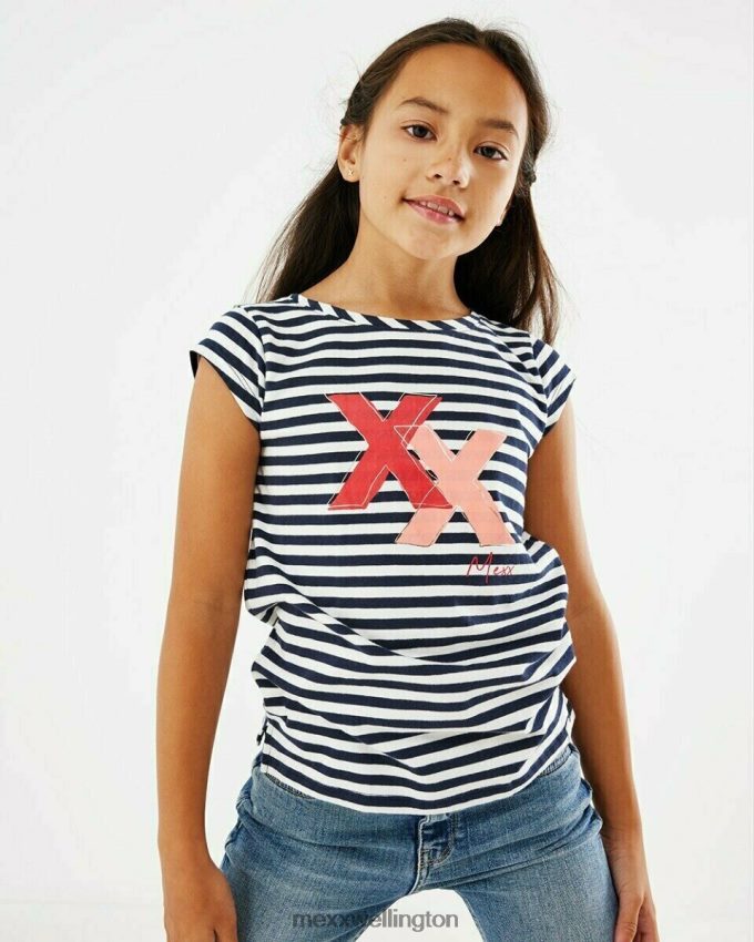 Girls Mexx Blue Striped artwork t-shirt Navy 2B480T874