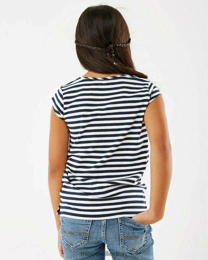 Girls Mexx Blue Striped artwork t-shirt Navy 2B480T874