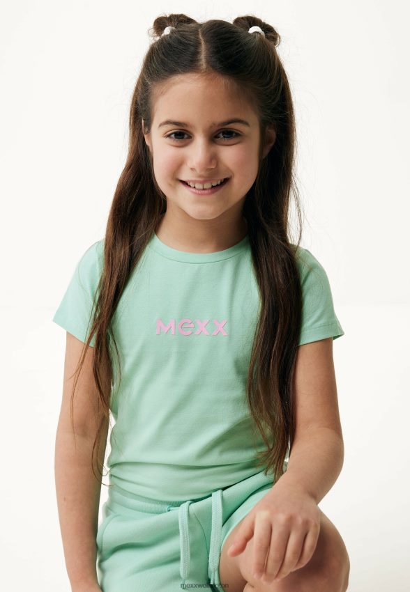 Girls Mexx Green Short Sleeve T-shirt Rubber Print Light 2B480T775