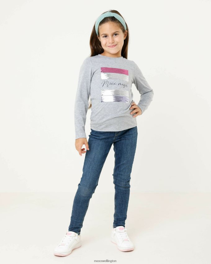 Girls Mexx Grey T-shirt with sequins artwork Melee 2B480T839