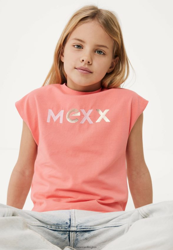 Girls Mexx Orange Short Sleeve Logo Carrier T-shirt Coral 2B480T762