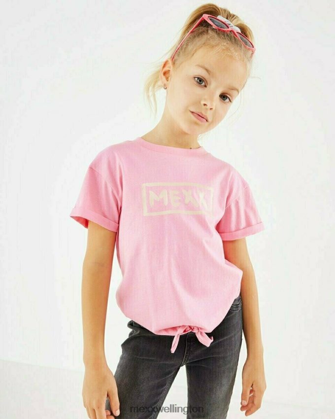 Girls Mexx Pink Knotted glitter T-shirt 2B480T796