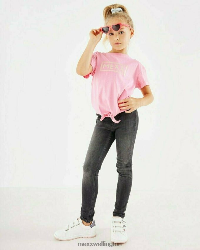 Girls Mexx Pink Knotted glitter T-shirt 2B480T796