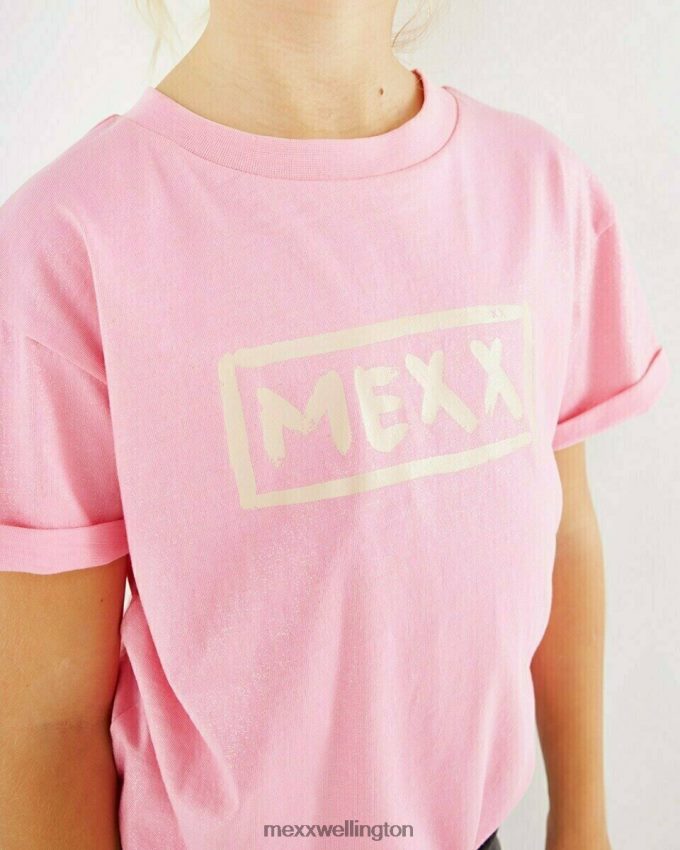 Girls Mexx Pink Knotted glitter T-shirt 2B480T796
