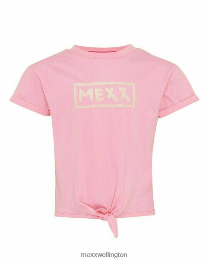 Girls Mexx Pink Knotted glitter T-shirt 2B480T796