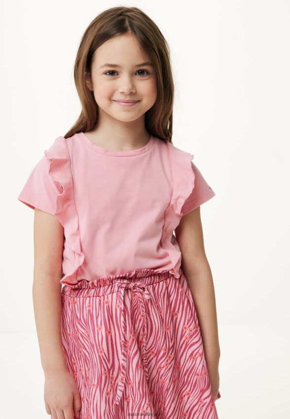 Girls Mexx Pink Ruffle Short Sleeve T-shirt Salmon 2B480T749