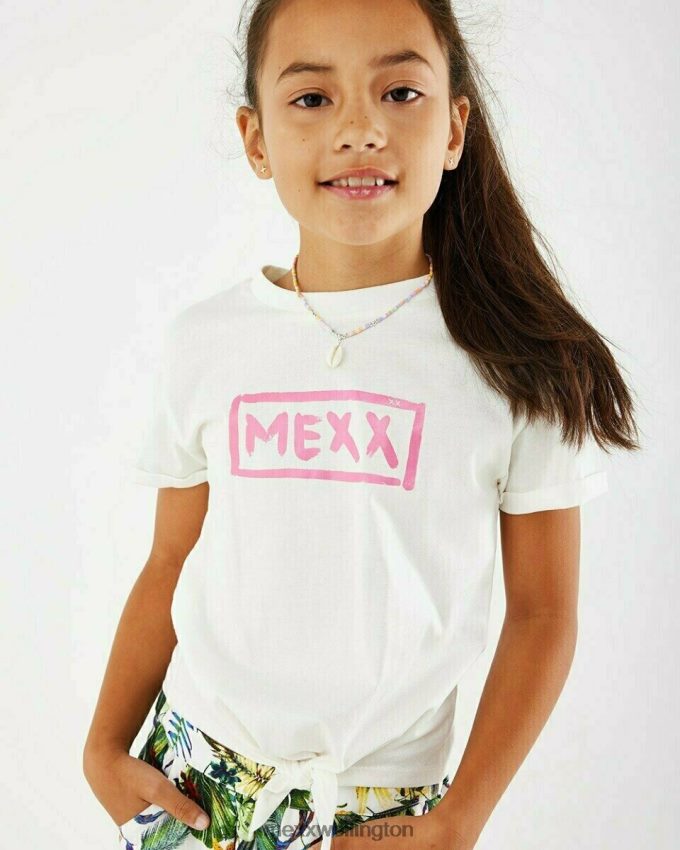 Girls Mexx White Knotted artwork t-shirt Off white 2B480T854