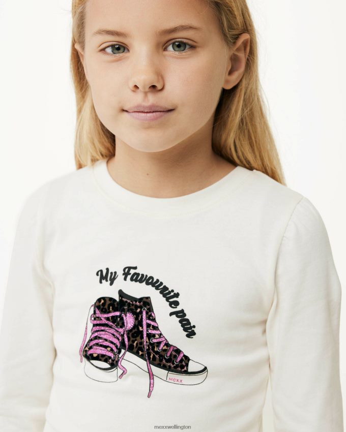 Girls Mexx White Long sleeve artwork t-shirt Off 2B480T832