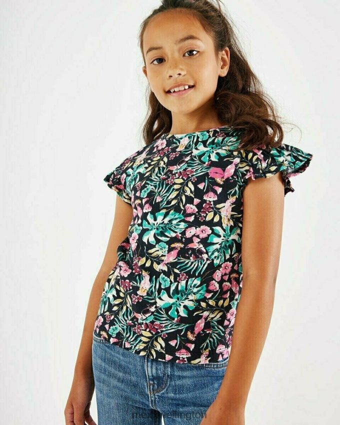 Girls Mexx Blue Printed ruffle top Navy 2B480T869