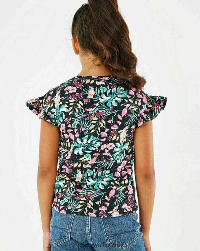 Girls Mexx Blue Printed ruffle top Navy 2B480T869