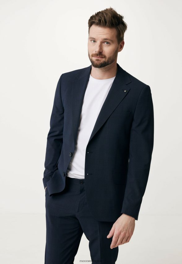 Men Mexx Blue Single Breasted Checked Blazer Navy 2B480T467