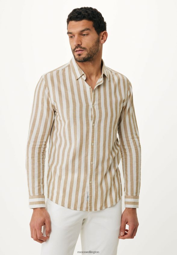 Men Mexx Beige Shirt Striped 2B480T470